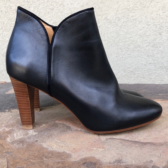 black ankle boots stacked heel